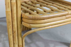 1970s Hollywood Regency Rattan Bamboo Cane Lounge Chairs - A Pair