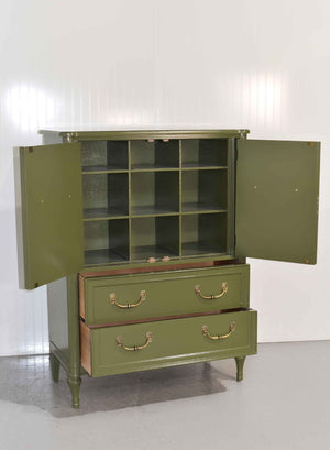 1970s Transitional Highboy Dresser by Henredon in Green  - Newly Painted