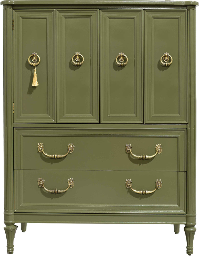 1970s Transitional Highboy Dresser by Henredon in Green  - Newly Painted