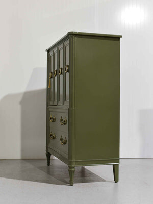 1970s Transitional Highboy Dresser by Henredon in Green  - Newly Painted