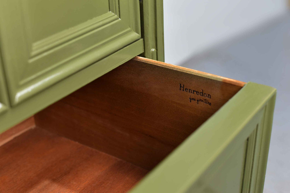 1970s Transitional Highboy Dresser by Henredon in Green  - Newly Painted