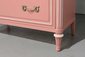 1970s Transitional Highboy Dresser by Henredon in Pink & White - Newly Painted