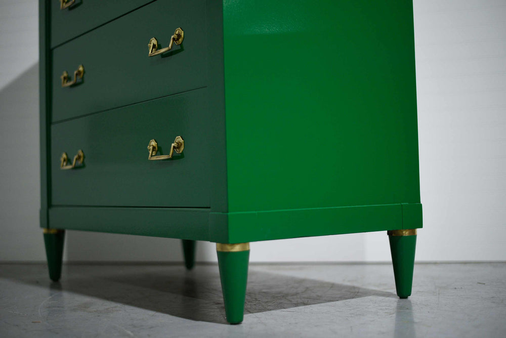 Mid Century Transitional Highboy Dresser in Olive Green - Newly Painte –  Firebird Furniture