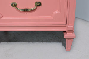 1970s Transitional Pair of Nightstands in Coral Pink  - Newly Painted