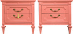 1970s Transitional Pair of Nightstands in Coral Pink  - Newly Painted