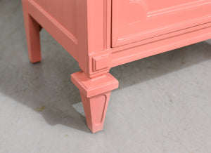 1970s Transitional Pair of Nightstands in Coral Pink  - Newly Painted