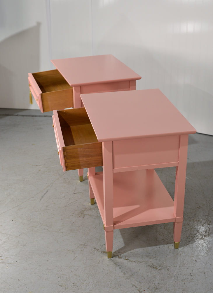 1970s Transitional Pair of  Nightstands in Pink  - Newly Painted