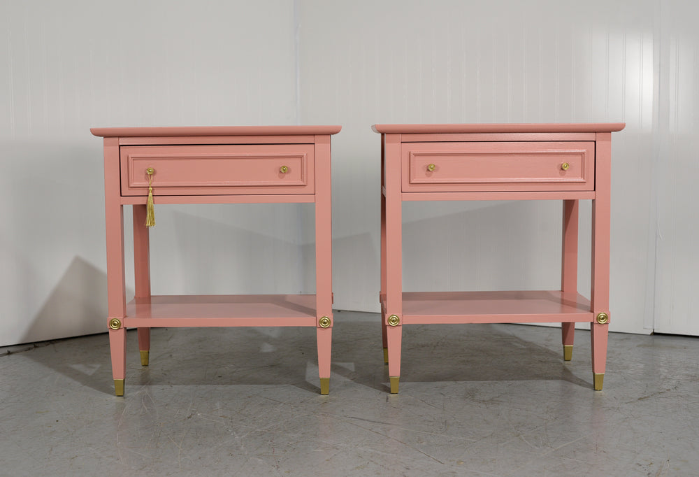 1970s Transitional Pair of  Nightstands in Pink  - Newly Painted