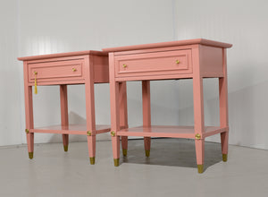 1970s Transitional Pair of  Nightstands in Pink  - Newly Painted