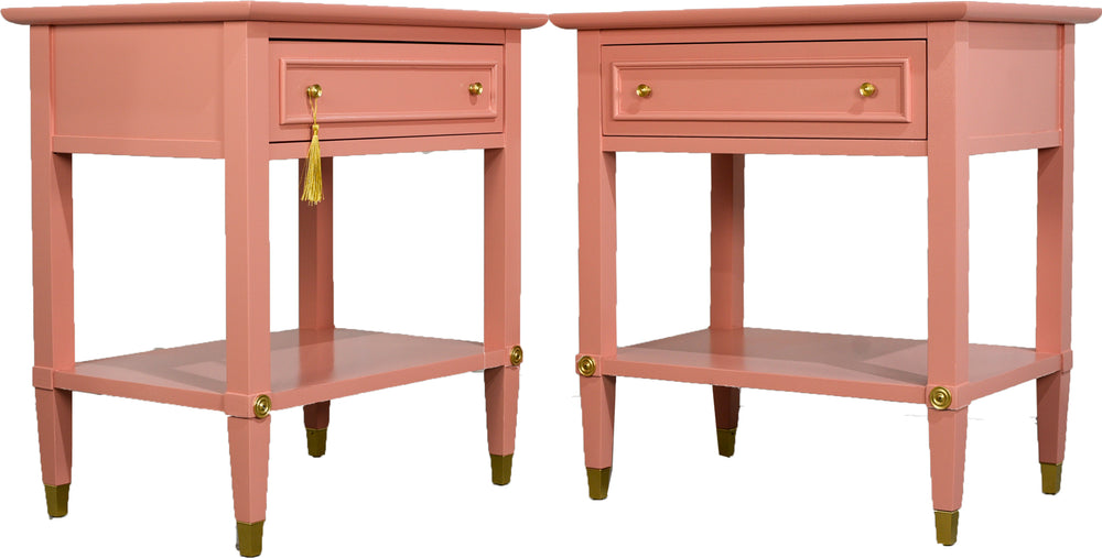 1970s Transitional Pair of  Nightstands in Pink  - Newly Painted