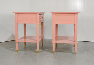 1970s Transitional Pair of  Nightstands in Pink  - Newly Painted