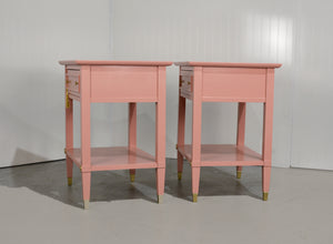 1970s Transitional Pair of  Nightstands in Pink  - Newly Painted