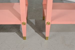 1970s Transitional Pair of  Nightstands in Pink  - Newly Painted