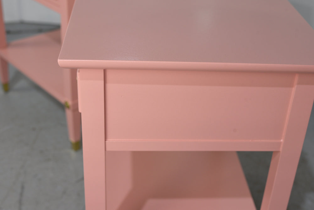 1970s Transitional Pair of  Nightstands in Pink  - Newly Painted