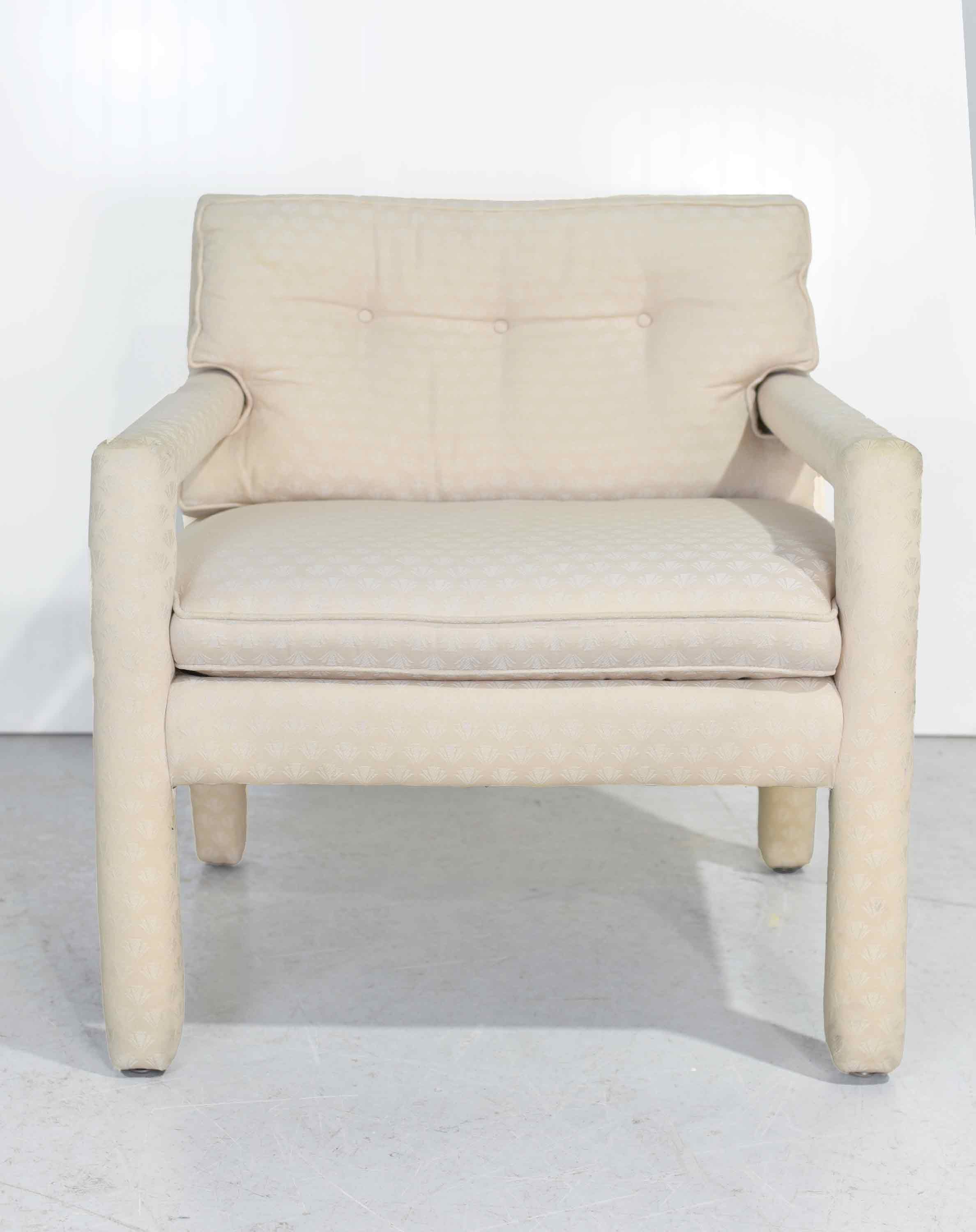 1970s Vintage Milo Baughman Style Upholstered Parson Chair - A Single ...