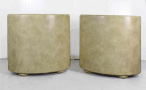 1980s Art Deco Faux Shagreen Oval Chests by Maitland Smith - A Pair