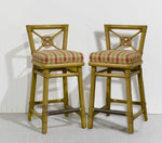 1980s Cane Rattan Target Back Bamboo Bar Stools By McGuire - Set of 2
