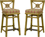 1980s Cane Rattan Target Back Bamboo Bar Stools By McGuire - Set of 2