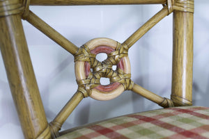 1980s Cane Rattan Target Back Bamboo Bar Stools By McGuire - Set of 2