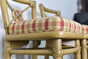 1980s Cane Rattan Target Back Bamboo Bar Stools By McGuire - Set of 2
