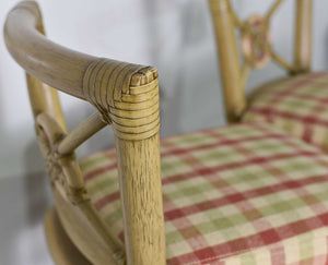 1980s Cane Rattan Target Back Bamboo Bar Stools By McGuire - Set of 2