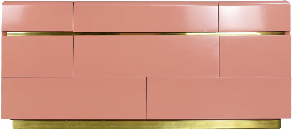 1980s Modernist Dresser or Credenza By Lane Furniture in Pink - Newly Painted