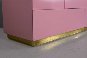 1980s Modernist Dresser or Credenza By Lane Furniture in Pink & Gold - Newly Painted