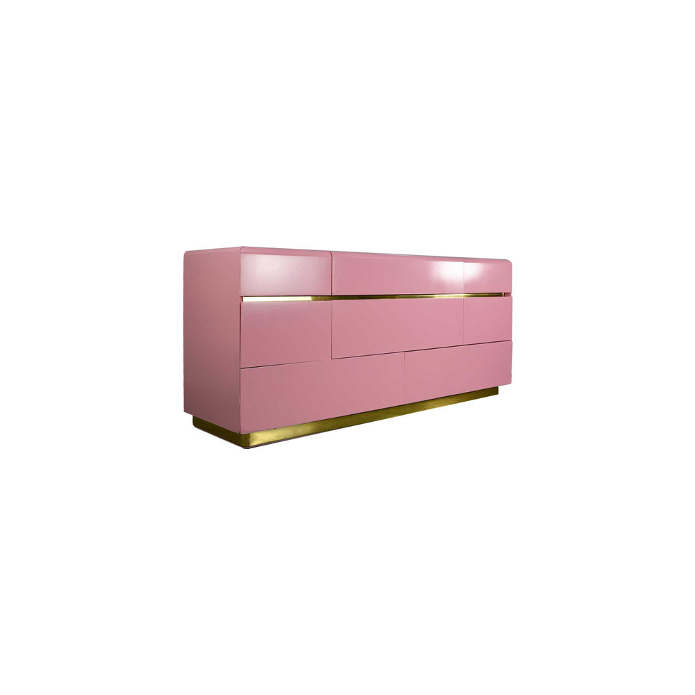 1980s Modernist Dresser or Credenza By Lane Furniture in Pink & Gold - Newly Painted