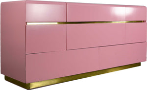 1980s Modernist Dresser or Credenza By Lane Furniture in Pink & Gold - Newly Painted