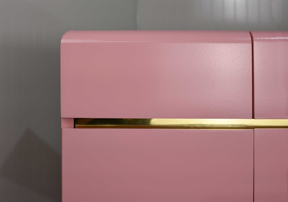 1980s Modernist Dresser or Credenza By Lane Furniture in Pink & Gold - Newly Painted