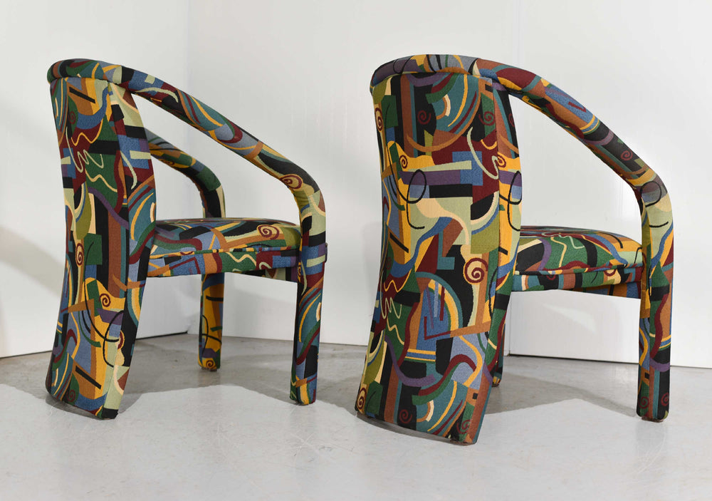 1980s Postmodern Abstract Upholstery Armchairs - Set of 2