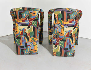 1980s Postmodern Abstract Upholstery Armchairs - Set of 2