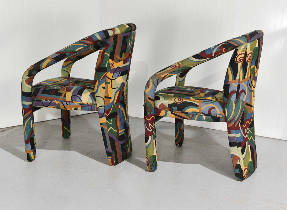 1980s Postmodern Abstract Upholstery Armchairs - Set of 2