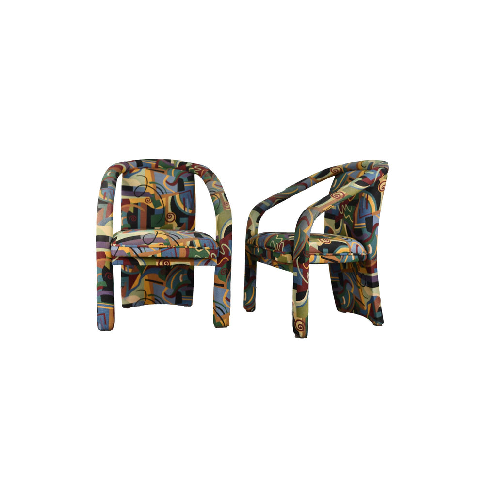 1980s Postmodern Abstract Upholstery Armchairs - Set of 2