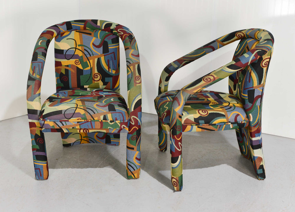 1980s Postmodern Abstract Upholstery Armchairs - Set of 2