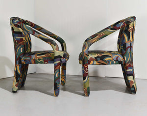 1980s Postmodern Abstract Upholstery Armchairs - Set of 2