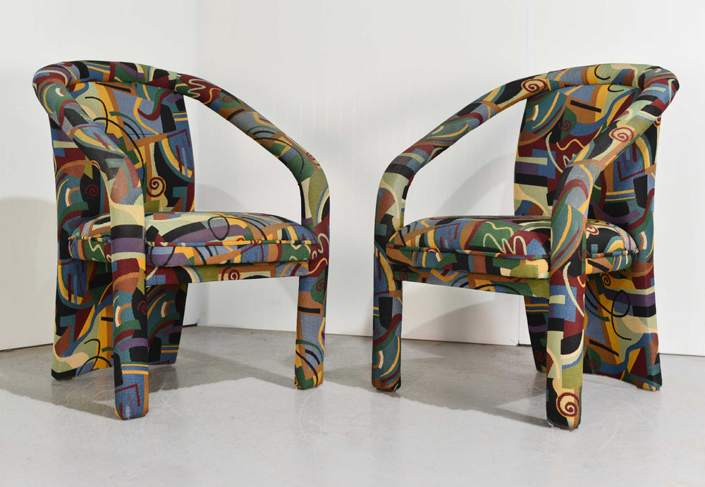 1980s Postmodern Abstract Upholstery Armchairs - Set of 2