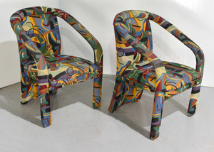 1980s Postmodern Abstract Upholstery Armchairs - Set of 2