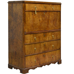 19th Century Georgian Birds Eye Maple Veneered Inlaid Escritoire Secretary Desk