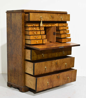 19th Century Georgian Birds Eye Maple Veneered Inlaid Escritoire Secretary Desk