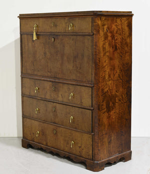 19th Century Georgian Birds Eye Maple Veneered Inlaid Escritoire Secretary Desk