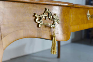 19th Century Louis XV Style Gilt Bronze-Mounted Burl Wood  Bureau Plat Desk