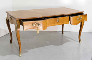 19th Century Louis XV Style Gilt Bronze-Mounted Burl Wood  Bureau Plat Desk