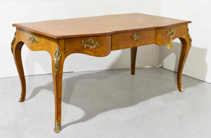 19th Century Louis XV Style Gilt Bronze-Mounted Burl Wood  Bureau Plat Desk