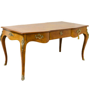 19th Century Louis XV Style Gilt Bronze-Mounted Burl Wood  Bureau Plat Desk