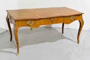 19th Century Louis XV Style Gilt Bronze-Mounted Burl Wood  Bureau Plat Desk