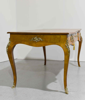 19th Century Louis XV Style Gilt Bronze-Mounted Burl Wood  Bureau Plat Desk