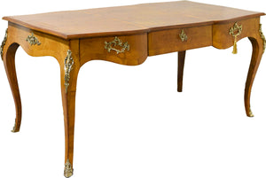 19th Century Louis XV Style Gilt Bronze-Mounted Burl Wood  Bureau Plat Desk