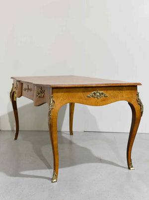 19th Century Louis XV Style Gilt Bronze-Mounted Burl Wood  Bureau Plat Desk