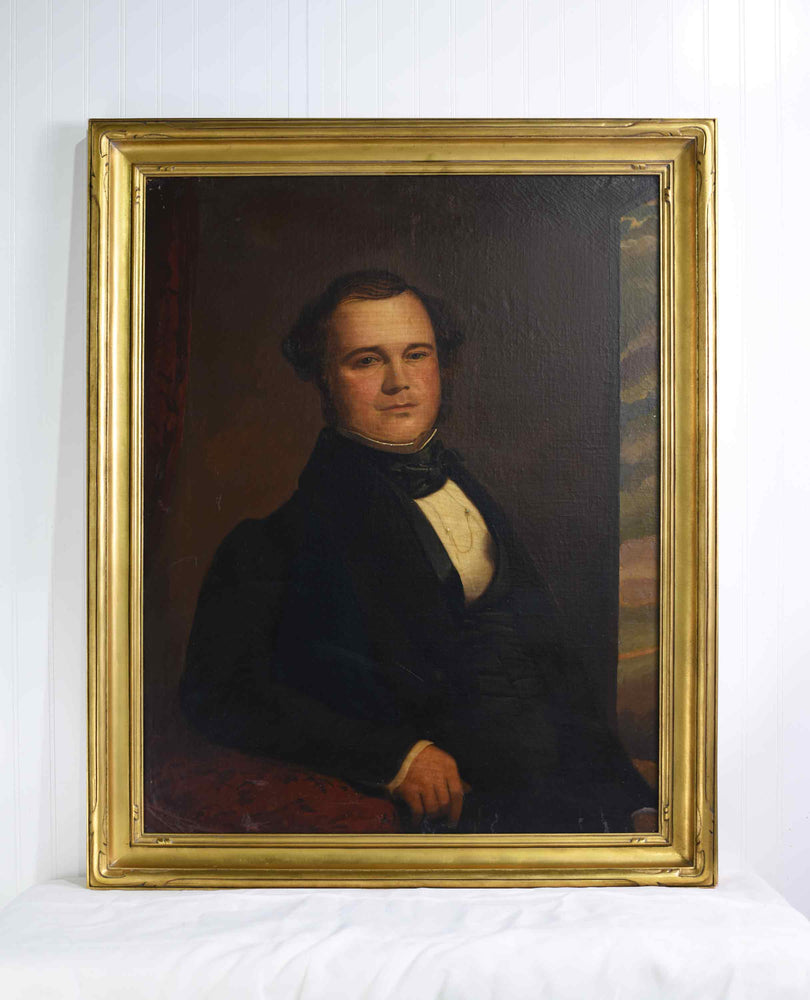 19th Century Portrait of a Gentleman in a Suit Original Oil on Canvas Framed 33" x 41"